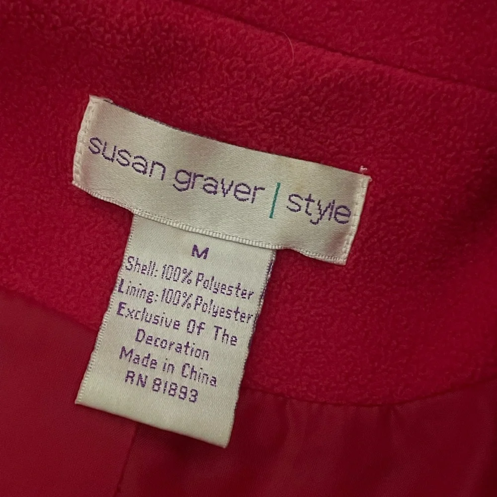 Susan‎ Graver Fuchsia Embroidered Jacket * Size Medium